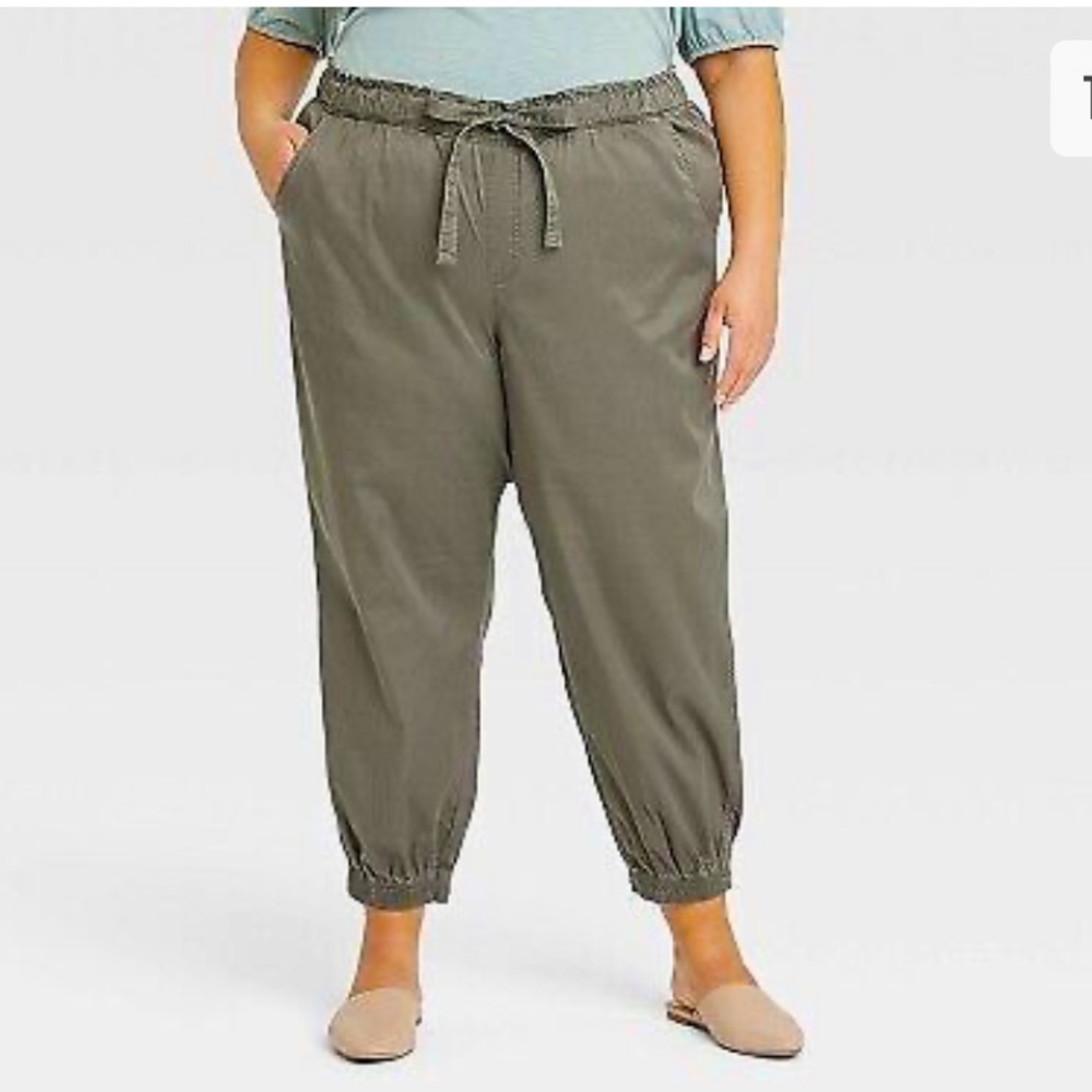 Knox Rose Dusty Olive Green Ankle Jogger Pants